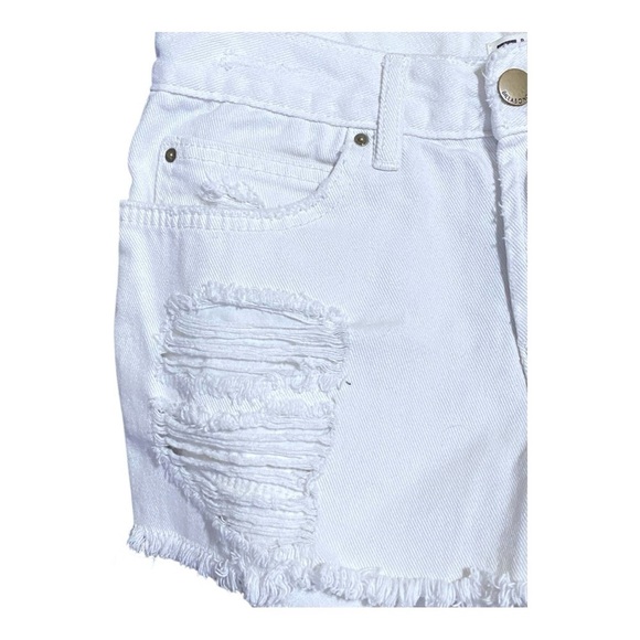 BILLABONG Cut Off High Waisted White Shorts Destroyed Fray Hem Size 25 Boho - Picture 3 of 8